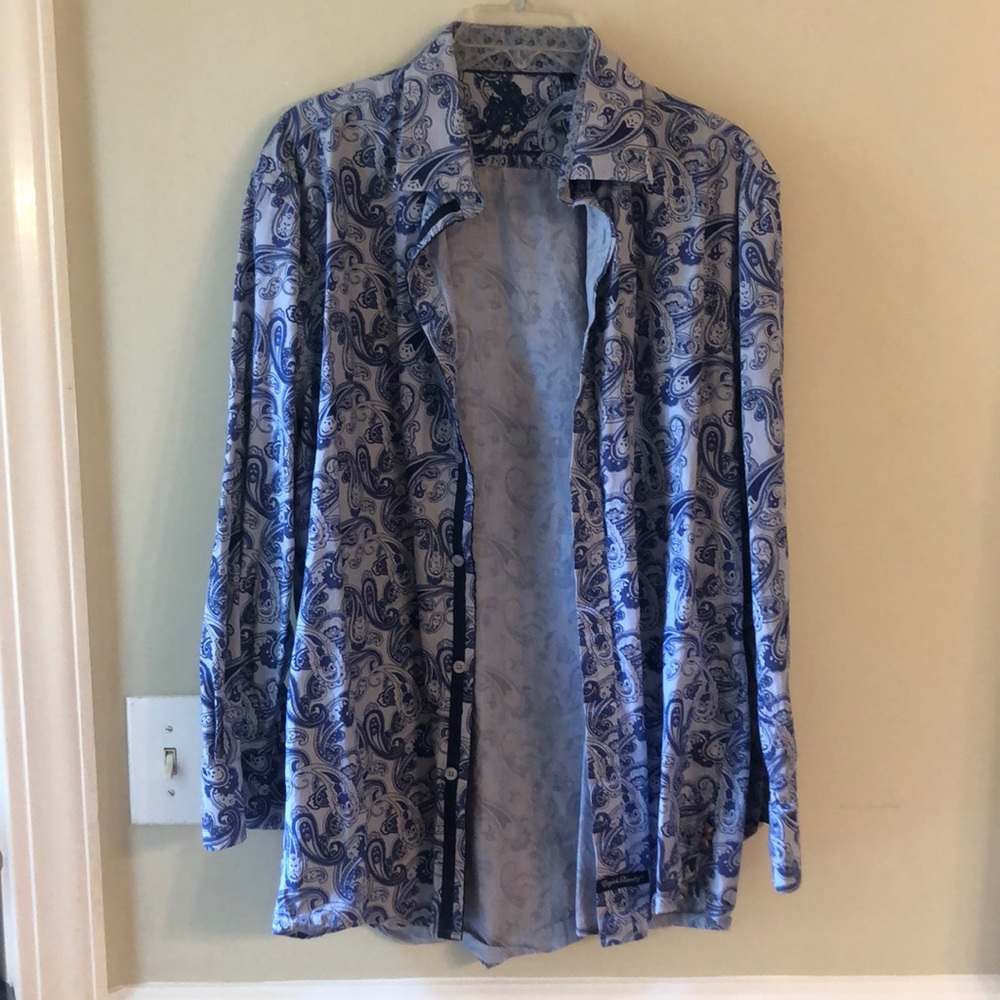 English Laundry Men’s Blue Paisley Button Down Shirt